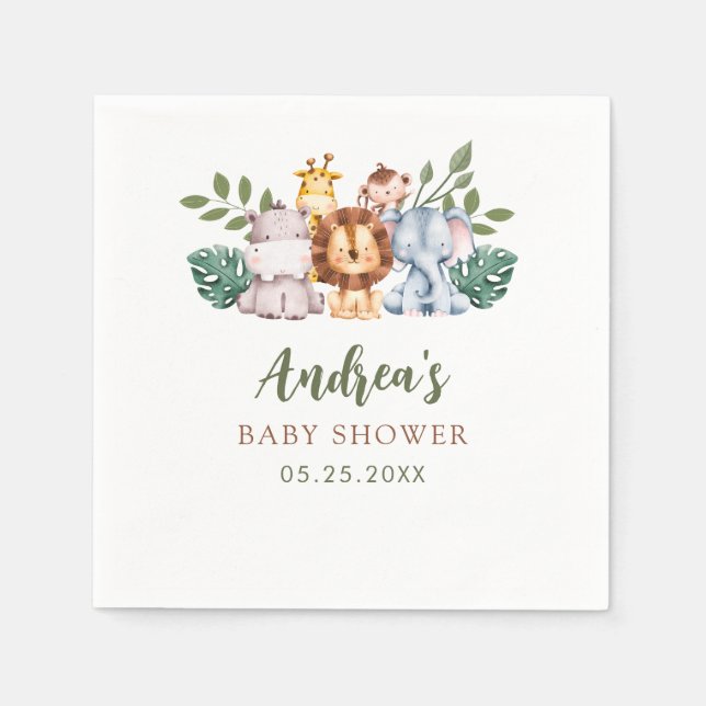 Boy Safari Jungle Baby Shower Napkins (Front)
