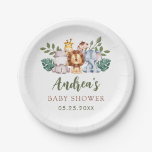 Boy Safari Jungle Baby Shower Paper Plates