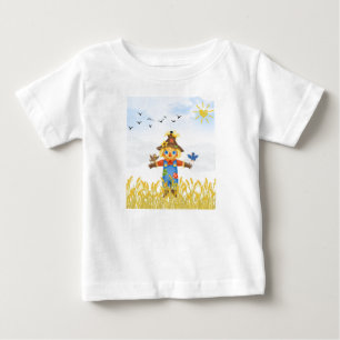 Boy Scarecrow with Birds Fall Baby T-Shirt