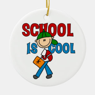 Boy School is Cool Ceramic Ornament
