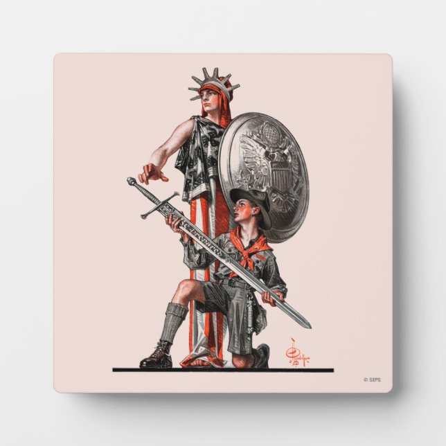 Boy Scout and Liberty Plaque (Front)