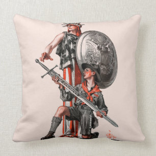Boy Scout and Liberty Throw Pillow