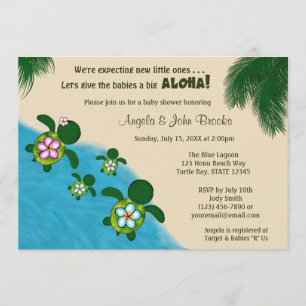 BOY Sea TURTLE Baby shower Invitation TWIN (Honu)