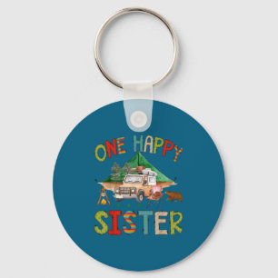 Boy Shirt Happy Sister Camper 1st Birthday Keychain