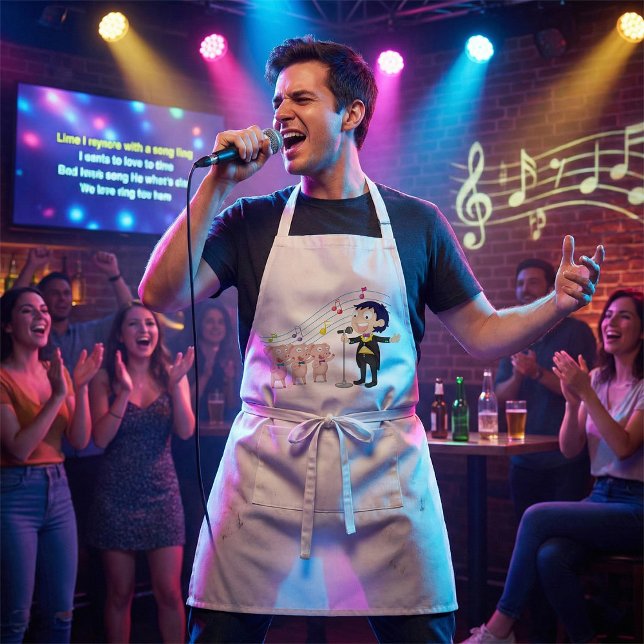 Boy Singing with Three Pigs Choir Standard Apron (Creator Uploaded)