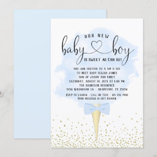Boy Sip See Cotton Candy Baby Shower Invitation