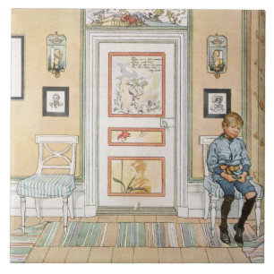 Boy Sitting in the Corner (by Carl Larsson) Tile