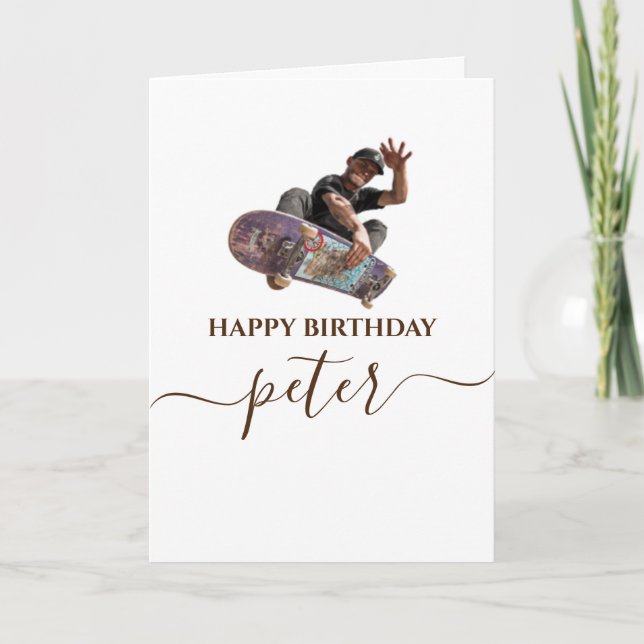 Boy Skateboarding Happy Birthday Card (Front)