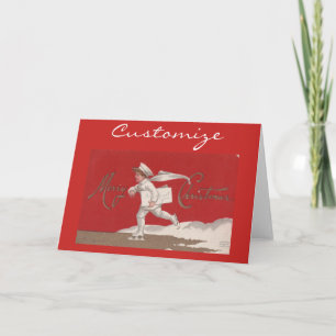 Boy Skating Vintage Thunder_Cove Christmas Holiday Card