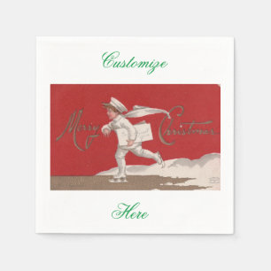 Boy Skating Vintage Thunder_Cove Christmas Napkin