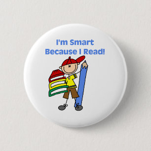 Boy Smart Because I Read 2 Inch Round Button