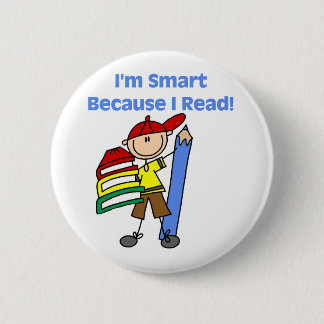 Boy Smart Because I Read 2 Inch Round Button