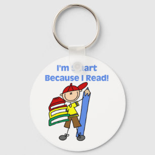 Boy Smart Because I Read Keychain