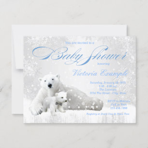 Boy Snowflake Winter Bear Baby Shower Invitations