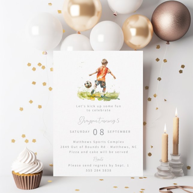 Boy Soccer Birthday Party Invitation - Watercolor (Creator Uploaded)
