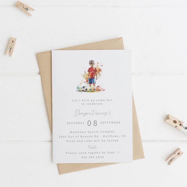 Boy Soccer Invitation de fête d'anniversaire - Aqu (Créateur téléchargé)
