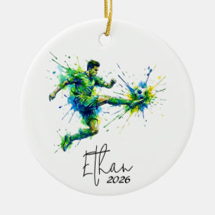 boy Soccer ornament, soccer ornament, soccer lover Ceramic Ornament