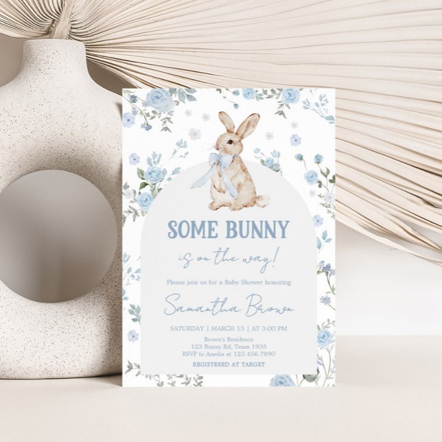 Boy Some Bunny Baby Shower Invitation (Blue Somebunny Baby Shower Invitation)