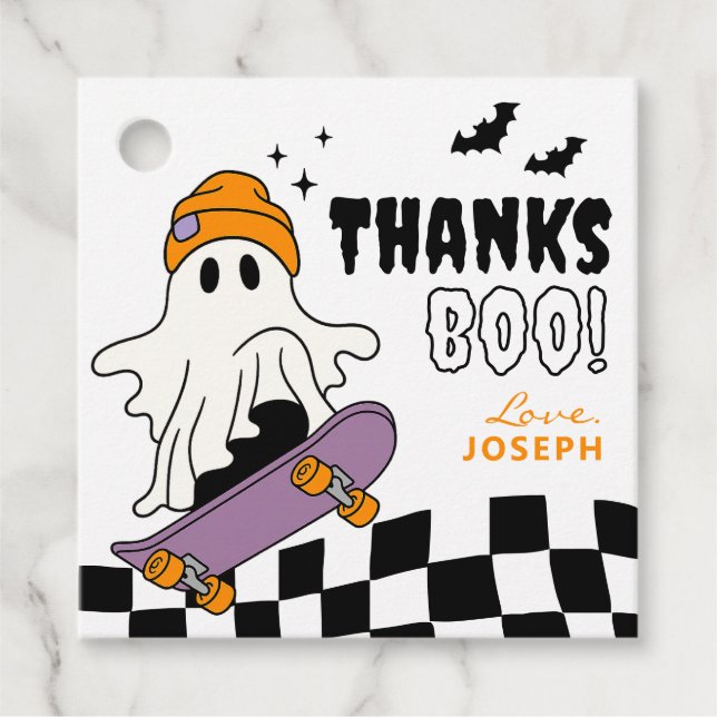Boy Spooky Halloween Birthday Favour Tags (Front)