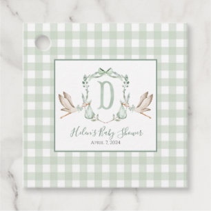 Boy Stork Green Gingham Favour Tags