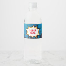 Boy Superhero, Brown - Water Drink Cup Label