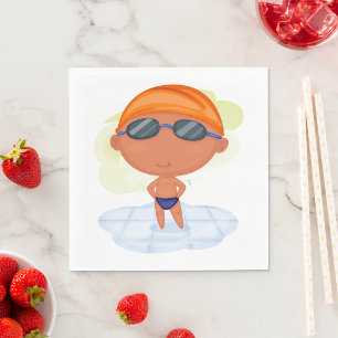 Boy Swimming  Napkin