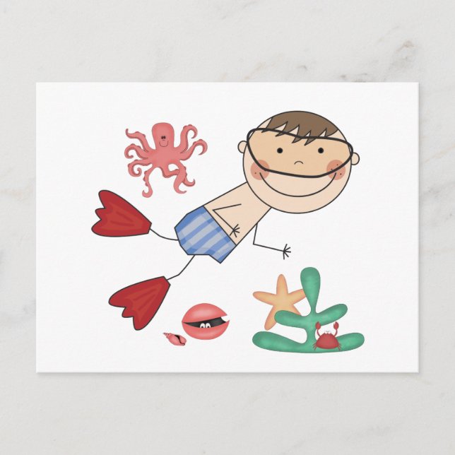 Boy Swimming T-shirts and Gifts Postcard (Front)