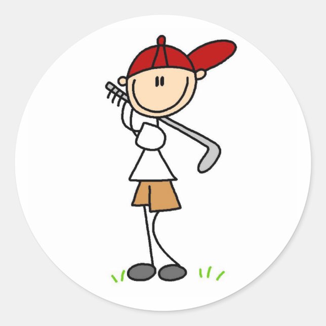 Boy Swinging His Golf Club Sticker (Front)