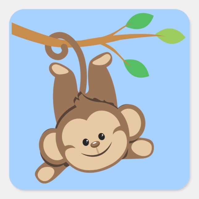 Boy Swinging Monkey Square Sticker (Front)