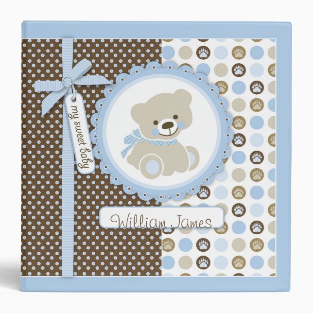 Boy Teddy Bear 2 in. Photo Album B Binder (Front)
