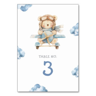 Boy Teddy Bear Baby Shower Table Number