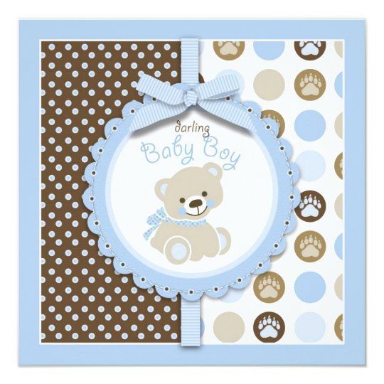 Boy Teddy Bear Blank Square Card