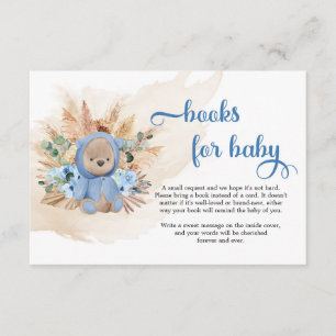 Boy teddy bear pampas grass blue book request enclosure card
