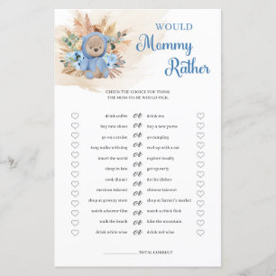 Boy teddy bear pampas grass Would Mommy Rather