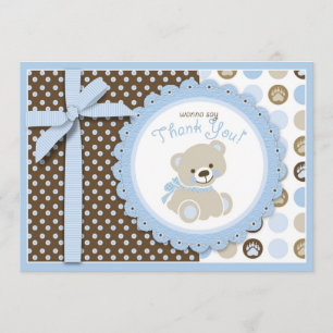 Boy Teddy Bear Thank You Card