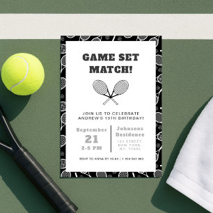 Boy Tennis Birthday Party Rackets Invitation