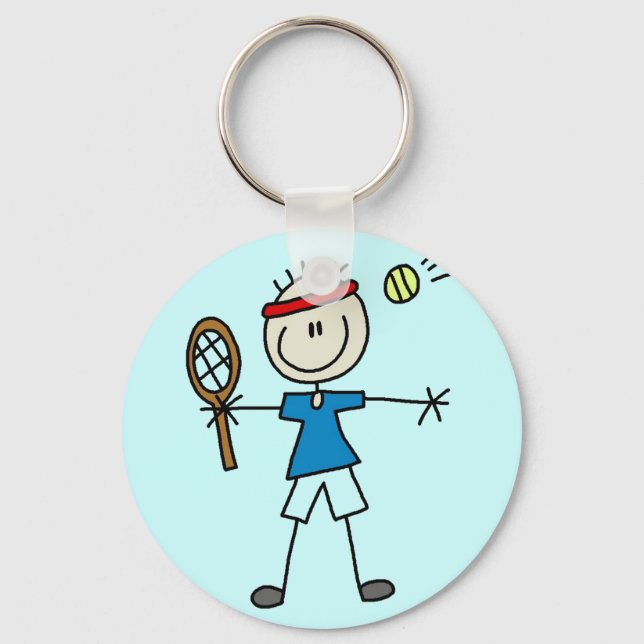 Boy Tennis Player tshirts and Gifts Keychain (Front)