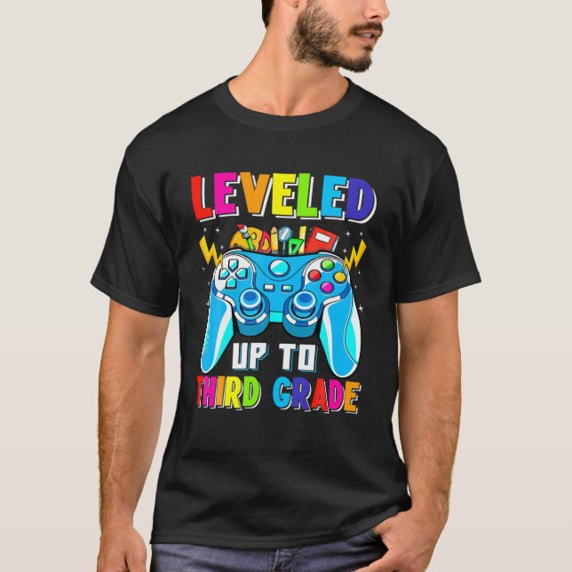 Boy Third Grade Unlocked Level Up Video Gamer Cont T-Shirt (Front)