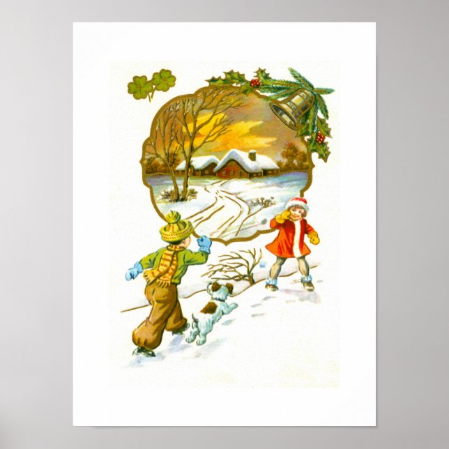 Boy throwing a snowball poster (Front)