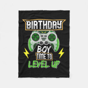 Boy Time To Level Up Video Game Birthday Boys Kids Fleece Blanket