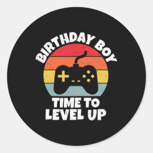Boy Time To Level Up Video Game Birthday Classic Round Sticker