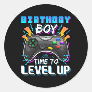 Boy Time To Level Up Video Game Birthday Gamer 10  Classic Round Sticker
