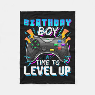 Boy Time To Level Up Video Game Birthday Gamer 10 Fleece Blanket