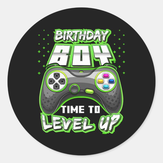 Boy Time To Level Up Video Game Birthday Gamer 11  Classic Round Sticker (Front)