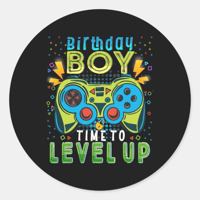 Boy Time To Level Up Video Game Birthday Gamer 202 Classic Round Sticker (Front)