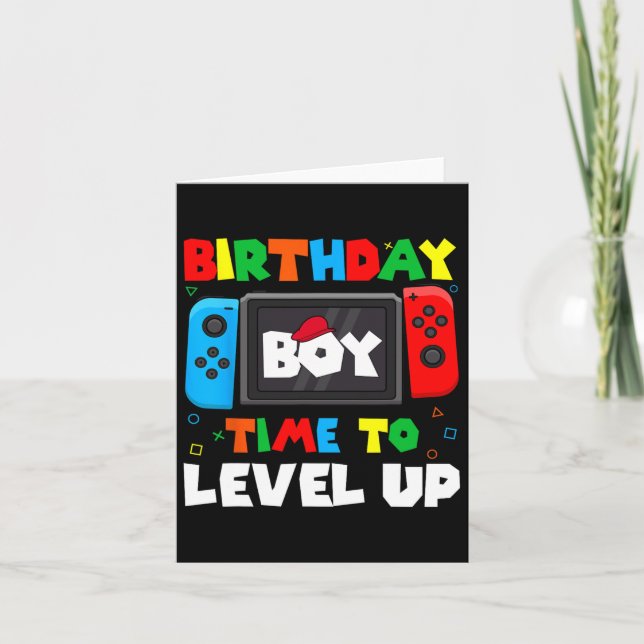 Boy Time To Level Up Video Game Birthday Gamer 4  Card (Front)