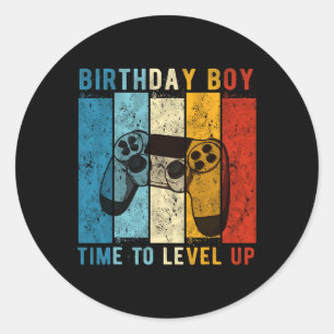 Boy Time To Level Up Video Game Birthday Gift 1  Classic Round Sticker