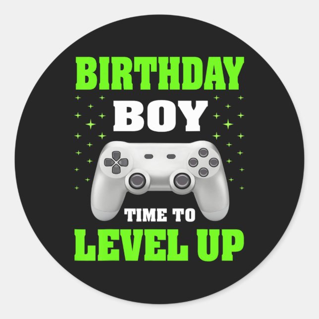 Boy Time To Level Up Video Game Birthday Gift Boys Classic Round Sticker (Front)