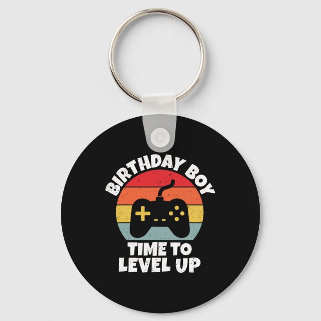 Boy Time To Level Up Video Game Birthday  Keychain (Front)