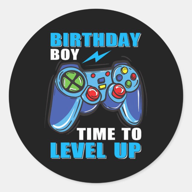 Boy Time To Level Up Video Game Boys  Classic Round Sticker (Front)